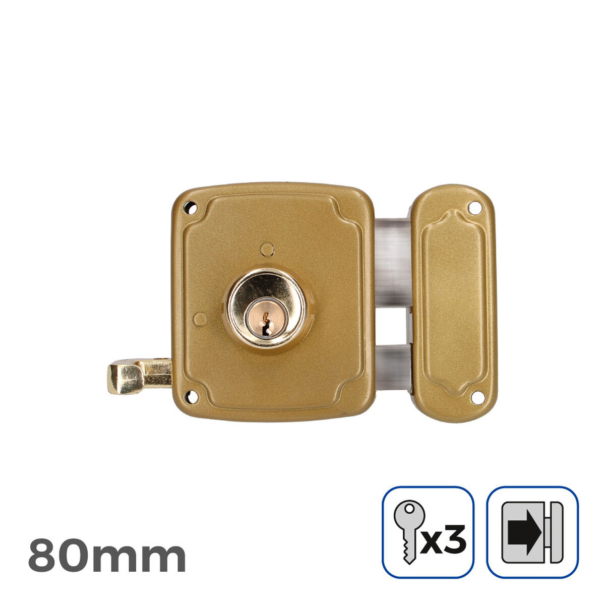 Bultlås EDM 85261 Gyllene Stål 80 x 94 mm Att lägga ovanpå - 4