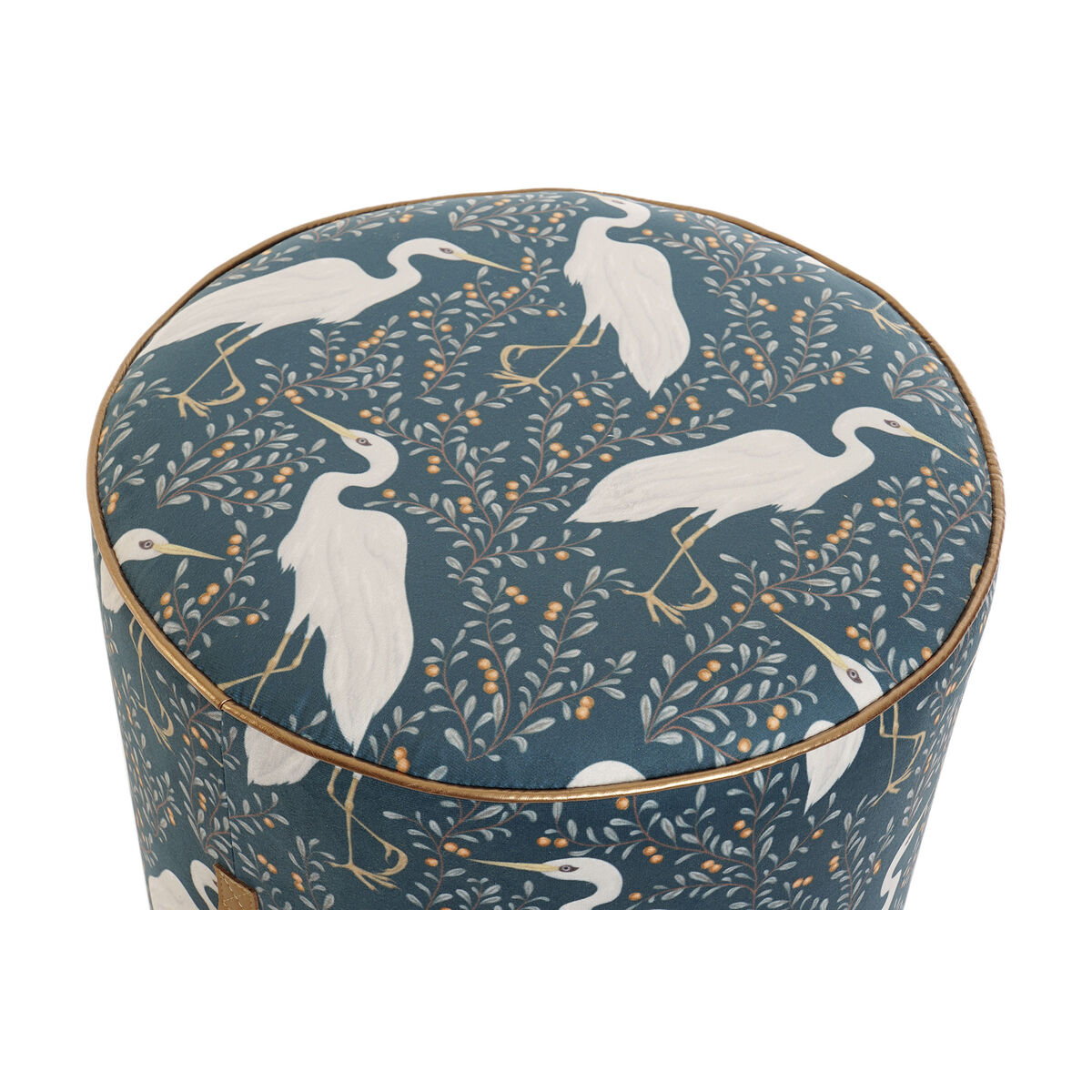 Fotpall DKD Home Decor Blå Vit Grön Trä Sammet Fågel Orientalisk 35 x 35 x 35 cm (2 antal) - 6