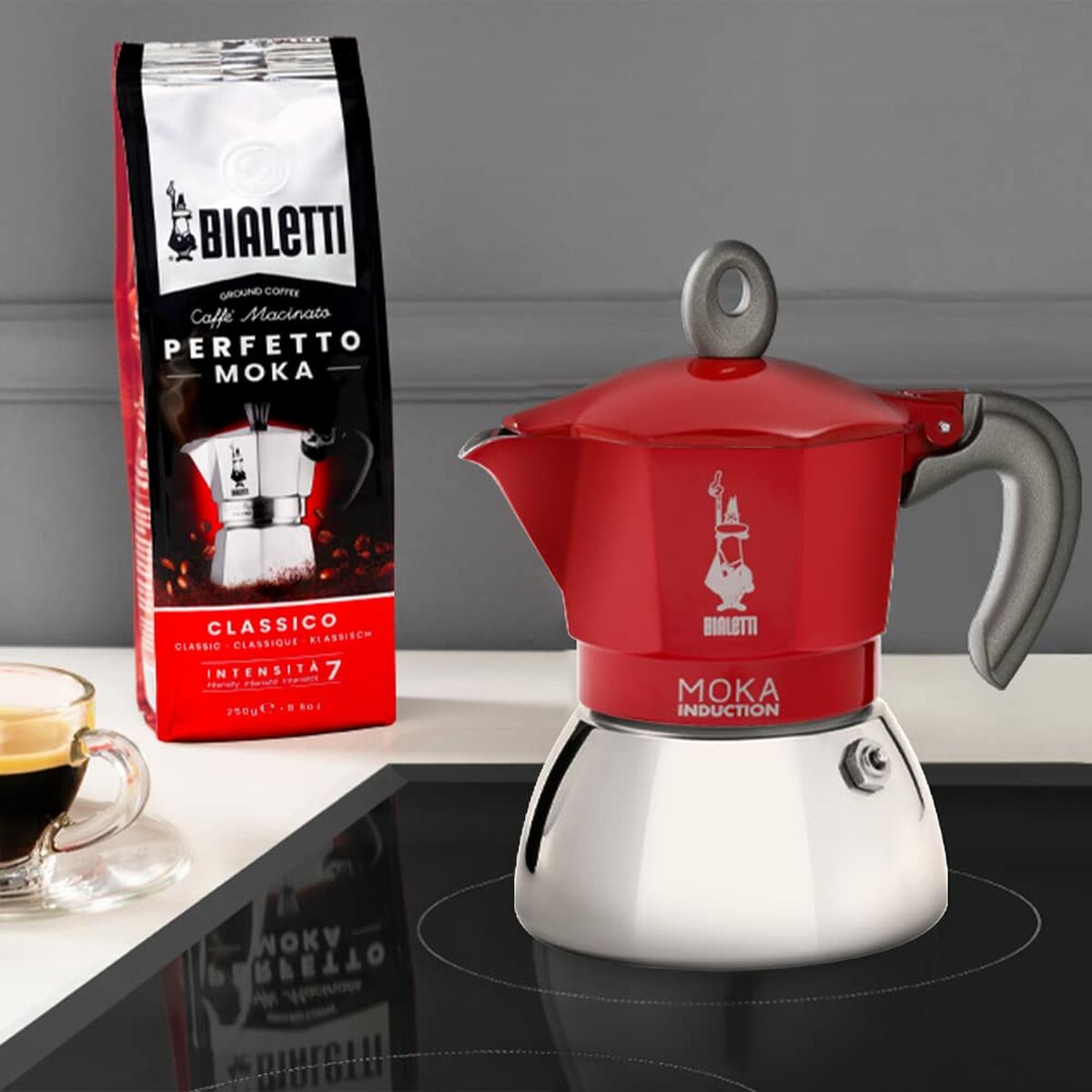 Italiensk Kaffepanna Bialetti Moka Induction Röd Metall Aluminium 150 ml - 5