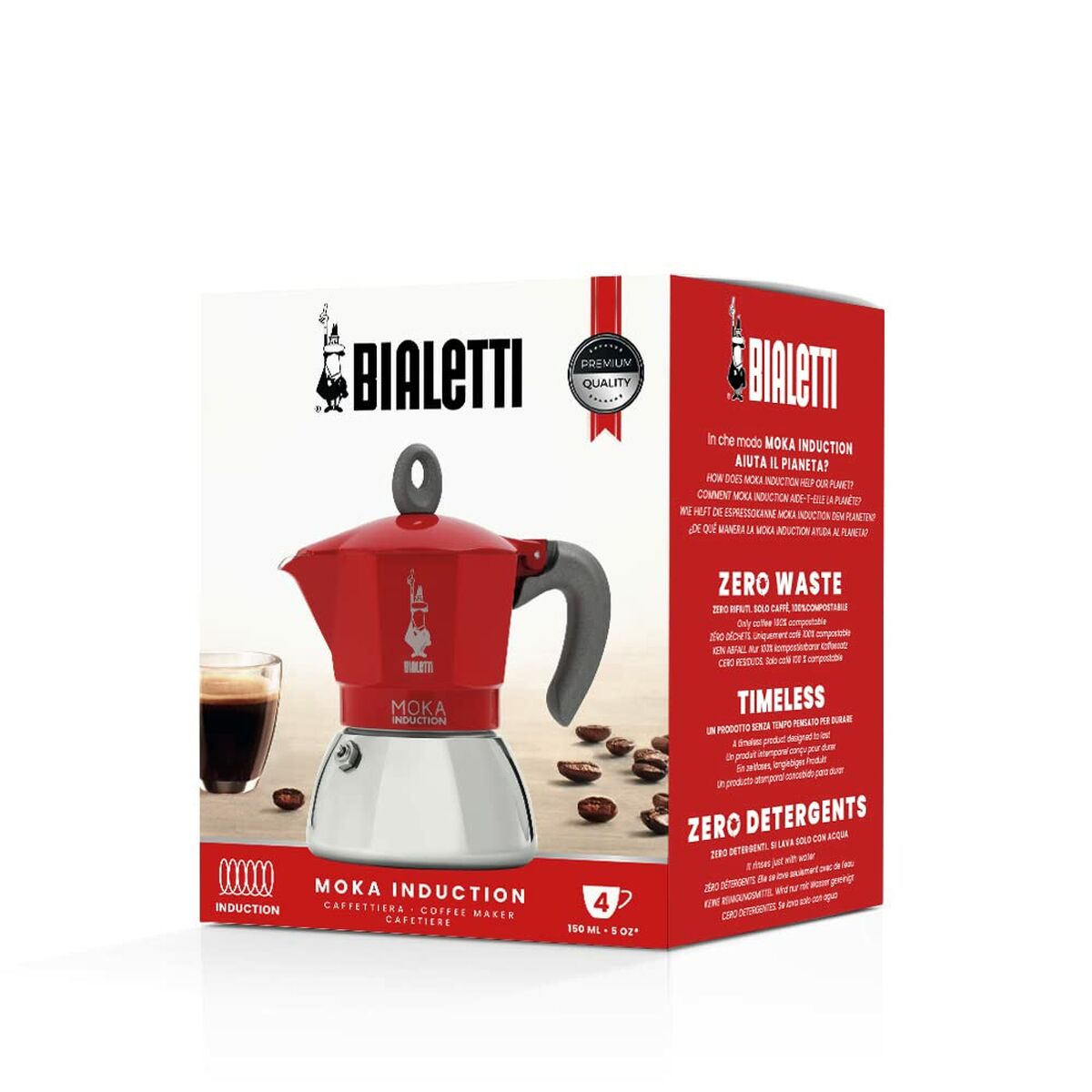 Italiensk Kaffepanna Bialetti Moka Induction Röd Metall Aluminium 150 ml - 7