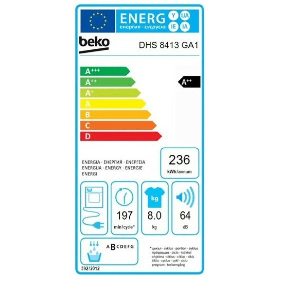 Kondensationstork BEKO DHS 8413 GA1 Vit - 2
