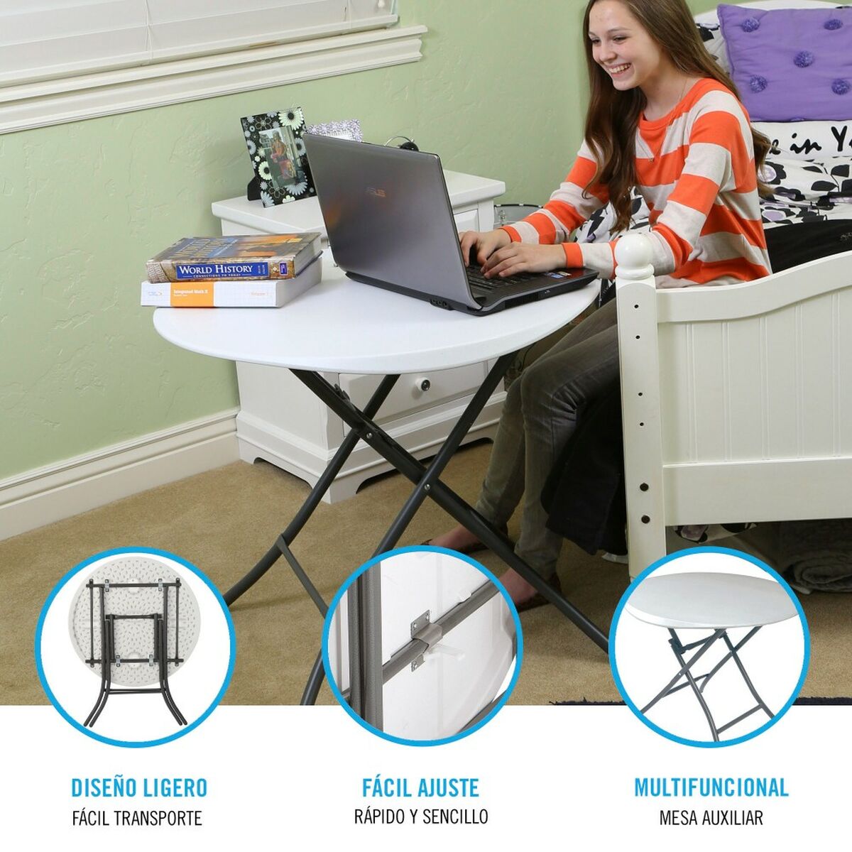 Sidobord Lifetime Vit 83,5 x 73,5 x 83,5 cm Stål Plast - 5
