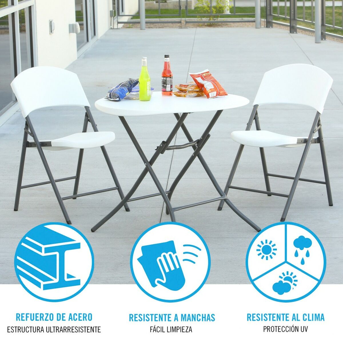 Sidobord Lifetime Vit 83,5 x 73,5 x 83,5 cm Stål Plast - 4