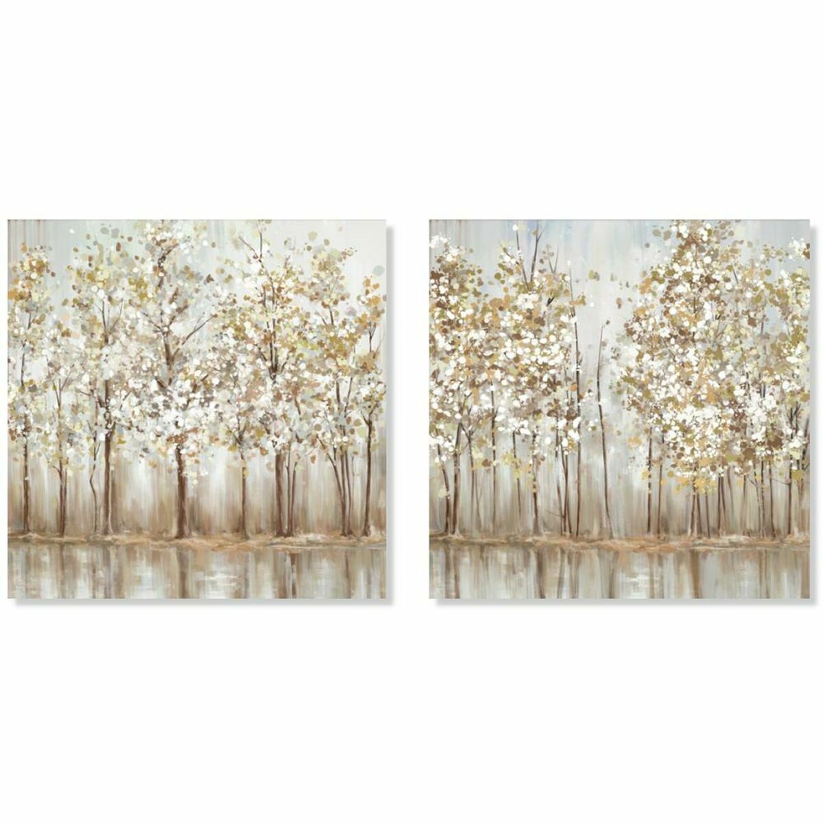 Kanvas DKD Home Decor Träd Traditionell 90 x 2 x 90 cm (2 antal) - 2