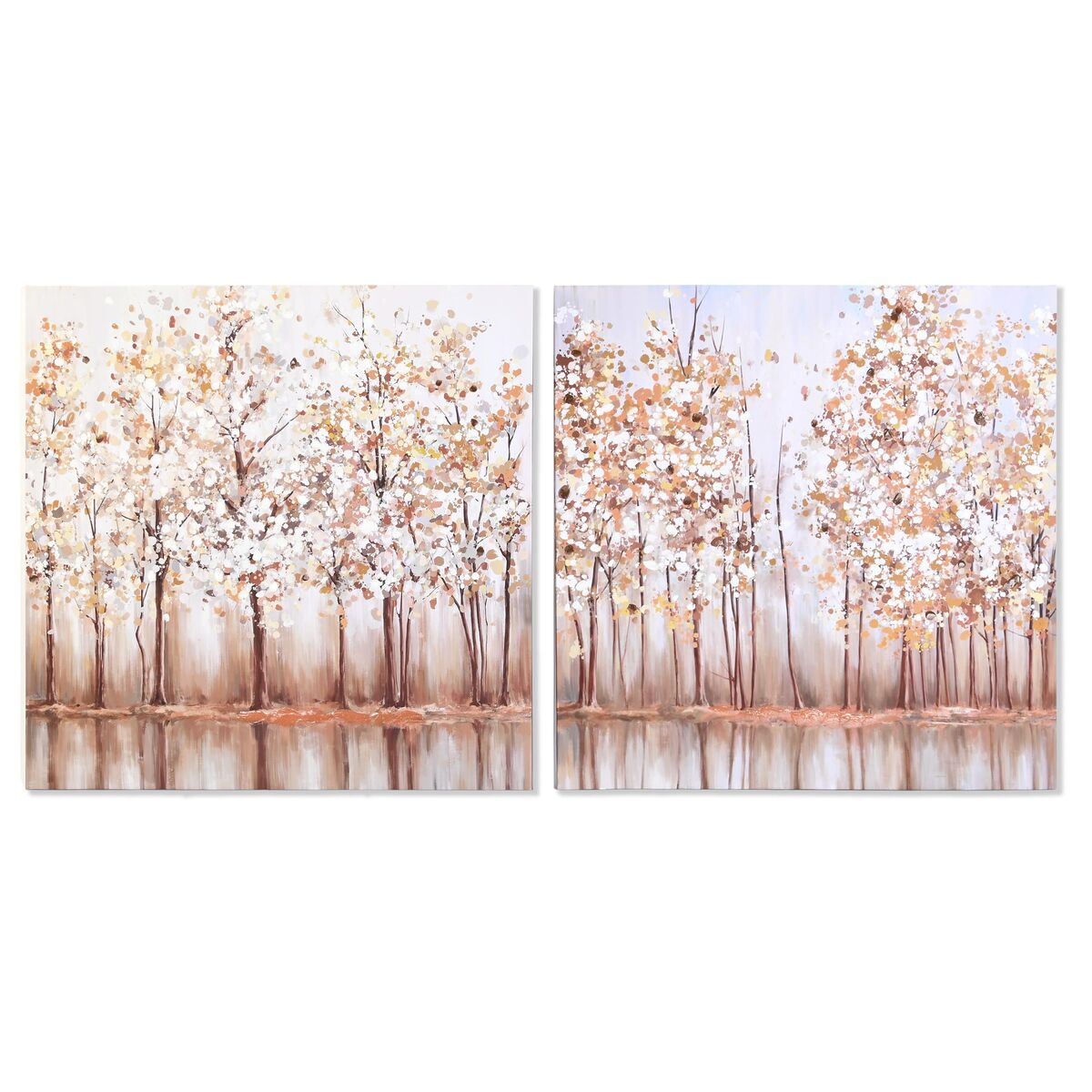 Kanvas DKD Home Decor Träd Traditionell 90 x 2 x 90 cm (2 antal) - 3