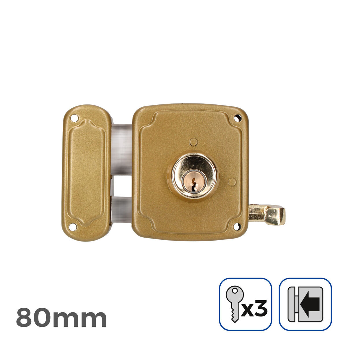 Bultlås EDM 85265 Gyllene Stål 80 x 94 mm Att lägga ovanpå - 4
