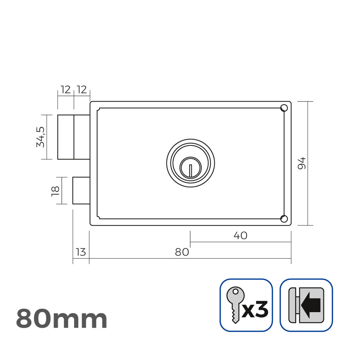 Bultlås EDM 85265 Gyllene Stål 80 x 94 mm Att lägga ovanpå - 5