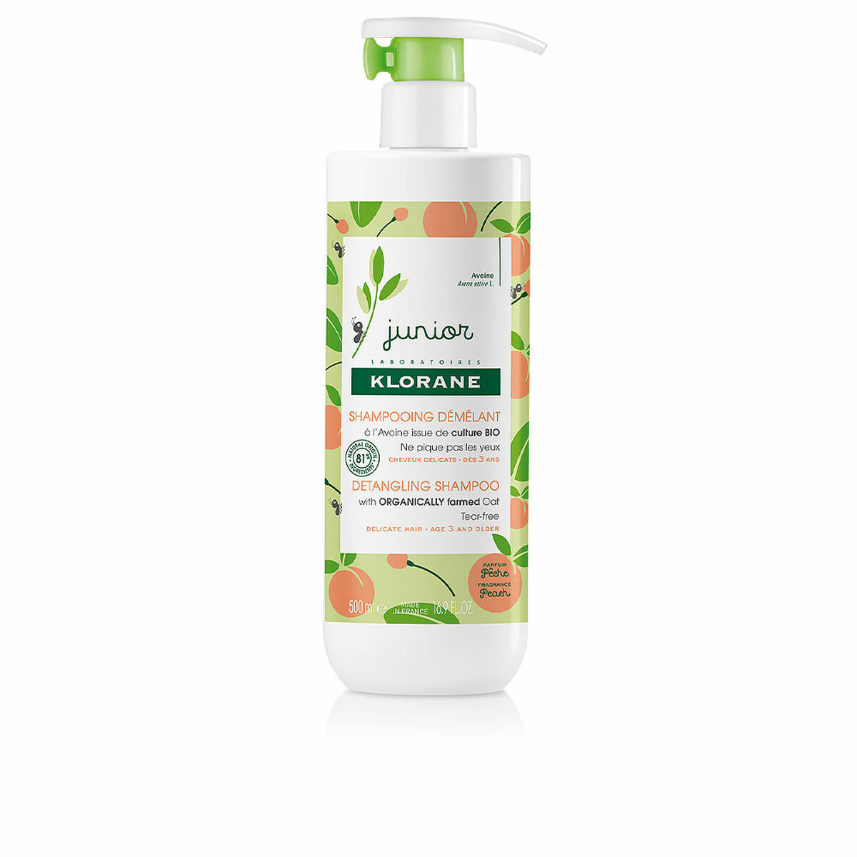 Detangling shampoo Klorane Junior Peach 500 ml
