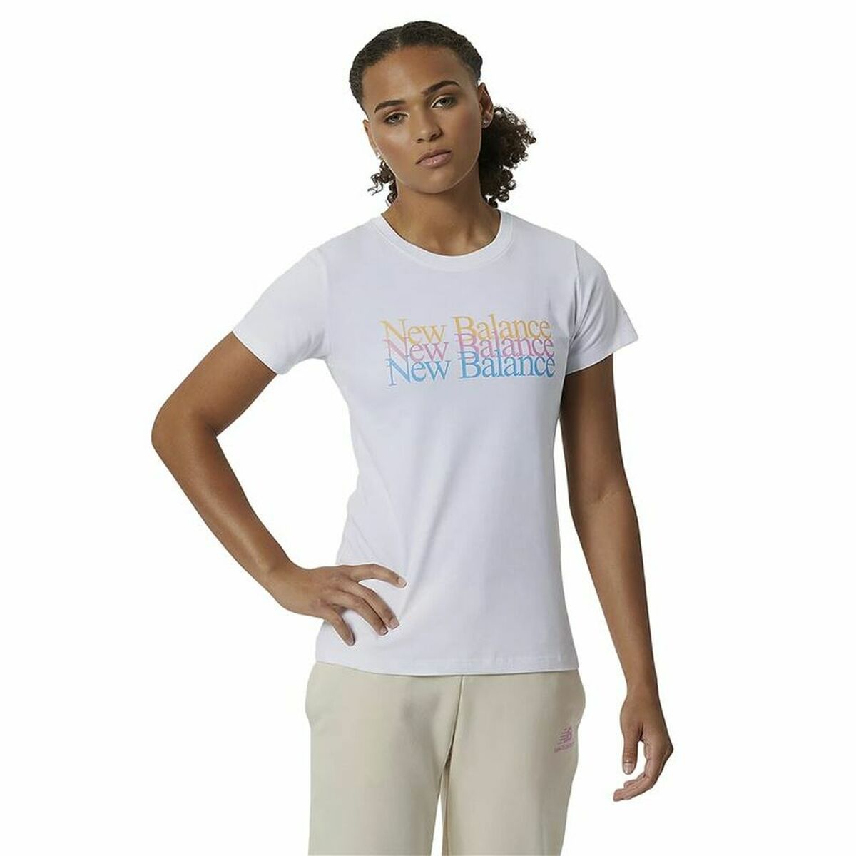 T-shirt med kortärm Dam New Balance Essentials Celebrate Vit - 4