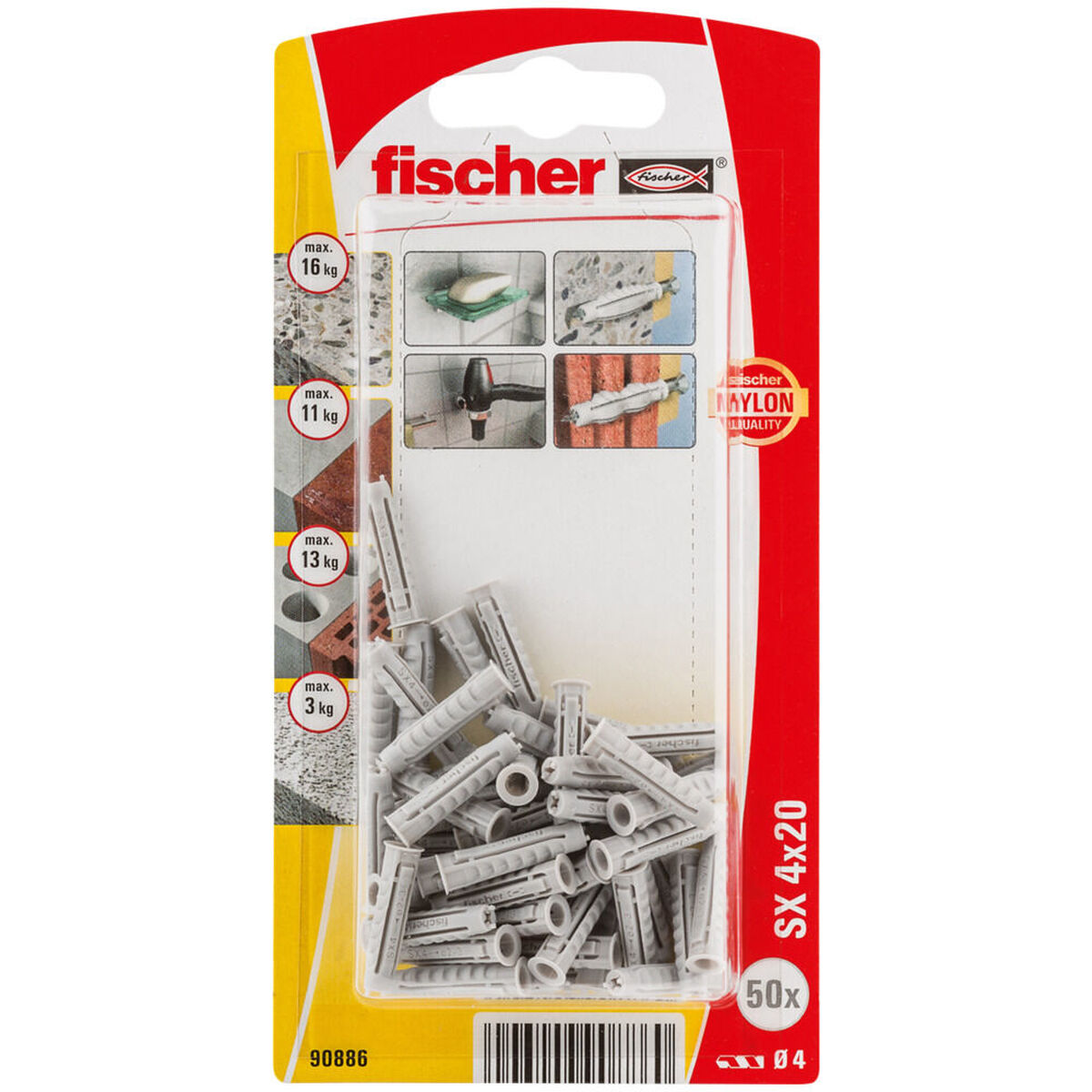 Dobbar Fischer SX 90886 Nylon 4 x 20 mm (50 antal) - 2