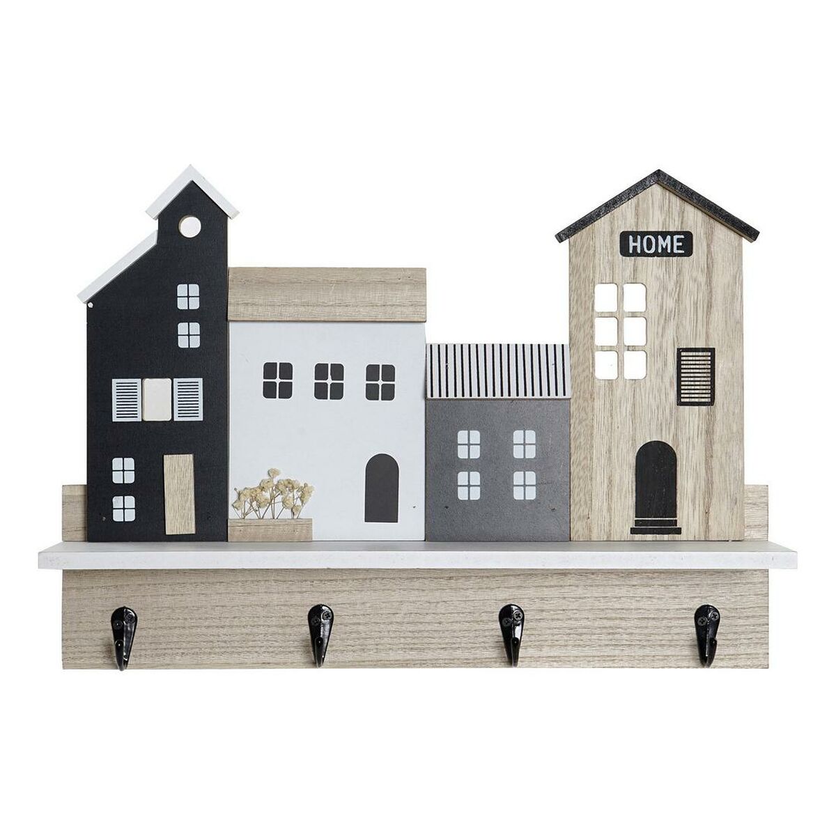 Bokhylla DKD Home Decor Kapphängare 39 x 9 x 27 cm Svart Brun Vit Trä MDF - 7