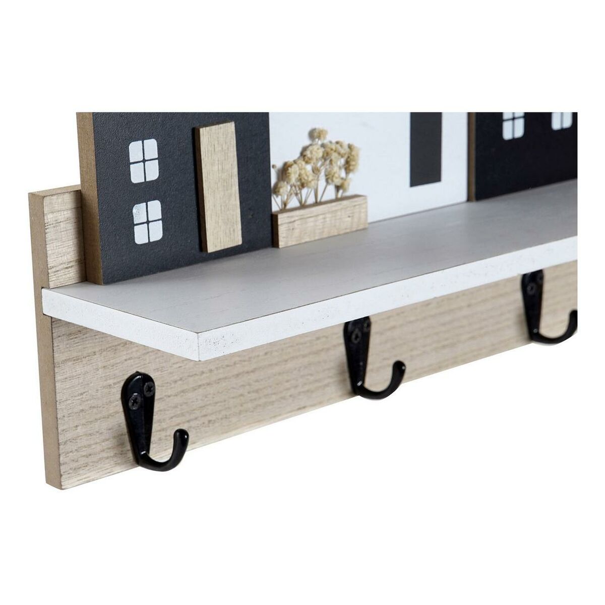Bokhylla DKD Home Decor Kapphängare 39 x 9 x 27 cm Svart Brun Vit Trä MDF - 9