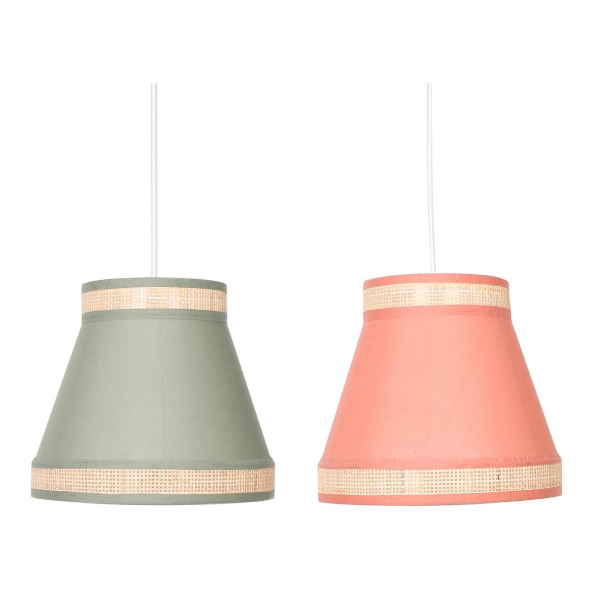 Taklampa DKD Home Decor 30 x 30 x 28 cm Naturell Orange Grön Rattan 28 x 28 x 28 cm 50 W (2 antal) - 2