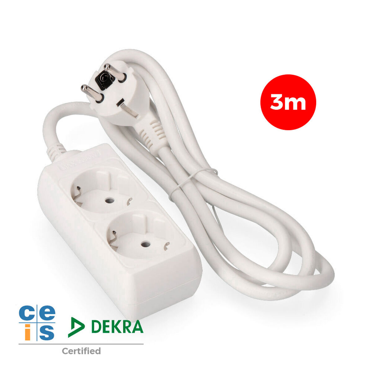 Ellist 2 Tomas-uttag utan brytare EDM 41017 Schuko (3 m) - 3