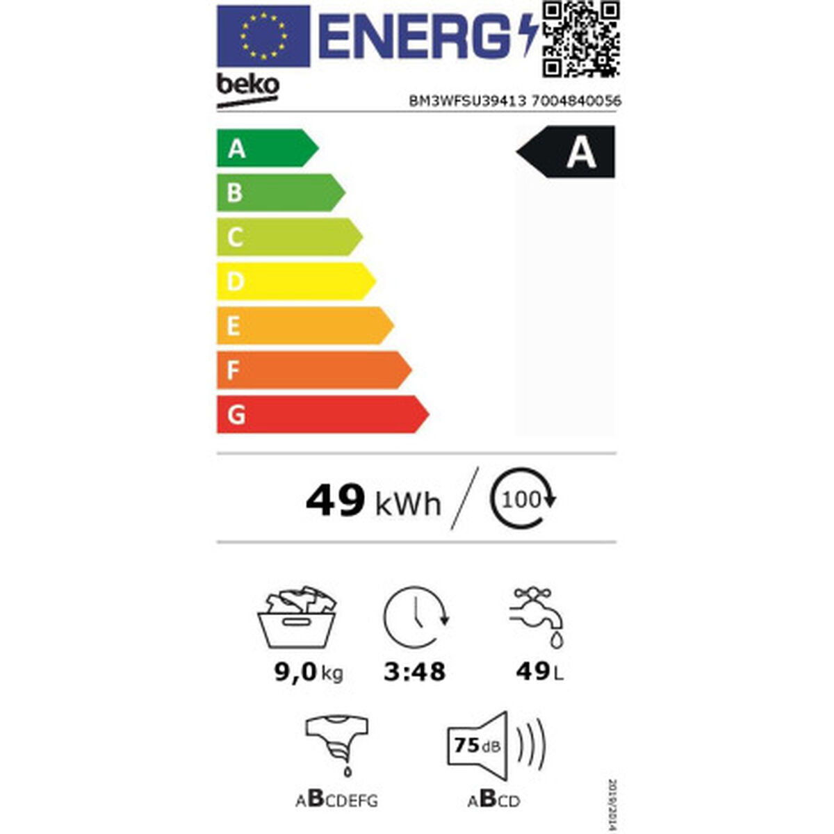 Tvättmaskin BEKO BM3WFSU39413 60 cm 1400 rpm 9 kg - 4