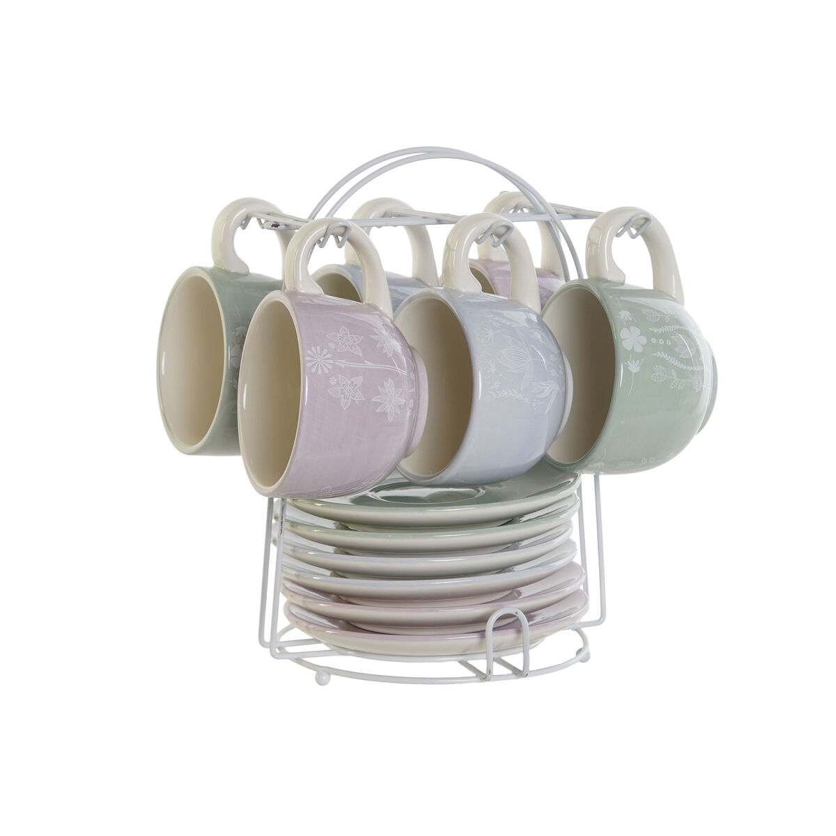 Kaffeset DKD Home Decor Blå Vit Grön Lila Metall Dolomite 180 ml - 2