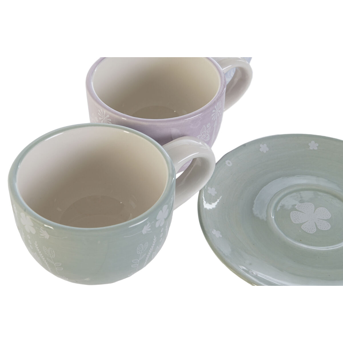 Kaffeset DKD Home Decor Blå Vit Grön Lila Metall Dolomite 180 ml - 3