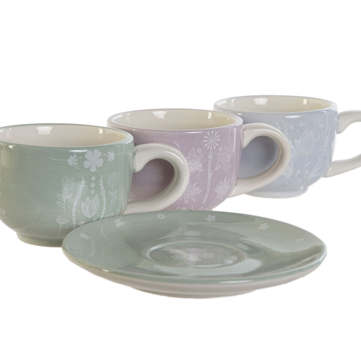 Kaffeset DKD Home Decor Blå Vit Grön Lila Metall Dolomite 180 ml - 4