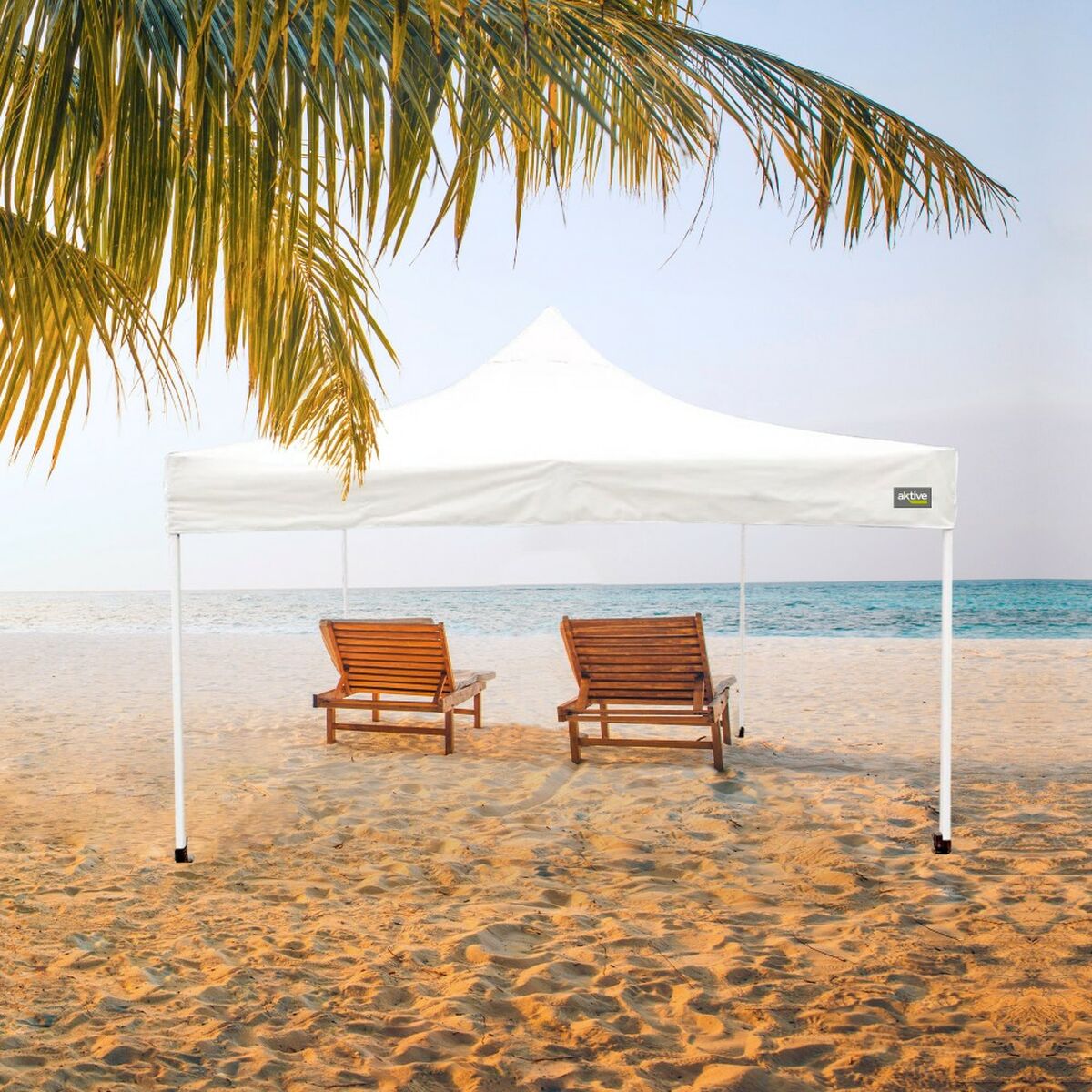Gazebo Aktive Hopfällbar Justerbar höjd Stål Polyester 420D Oxford Vit 300 x 320 x 300 cm - 6