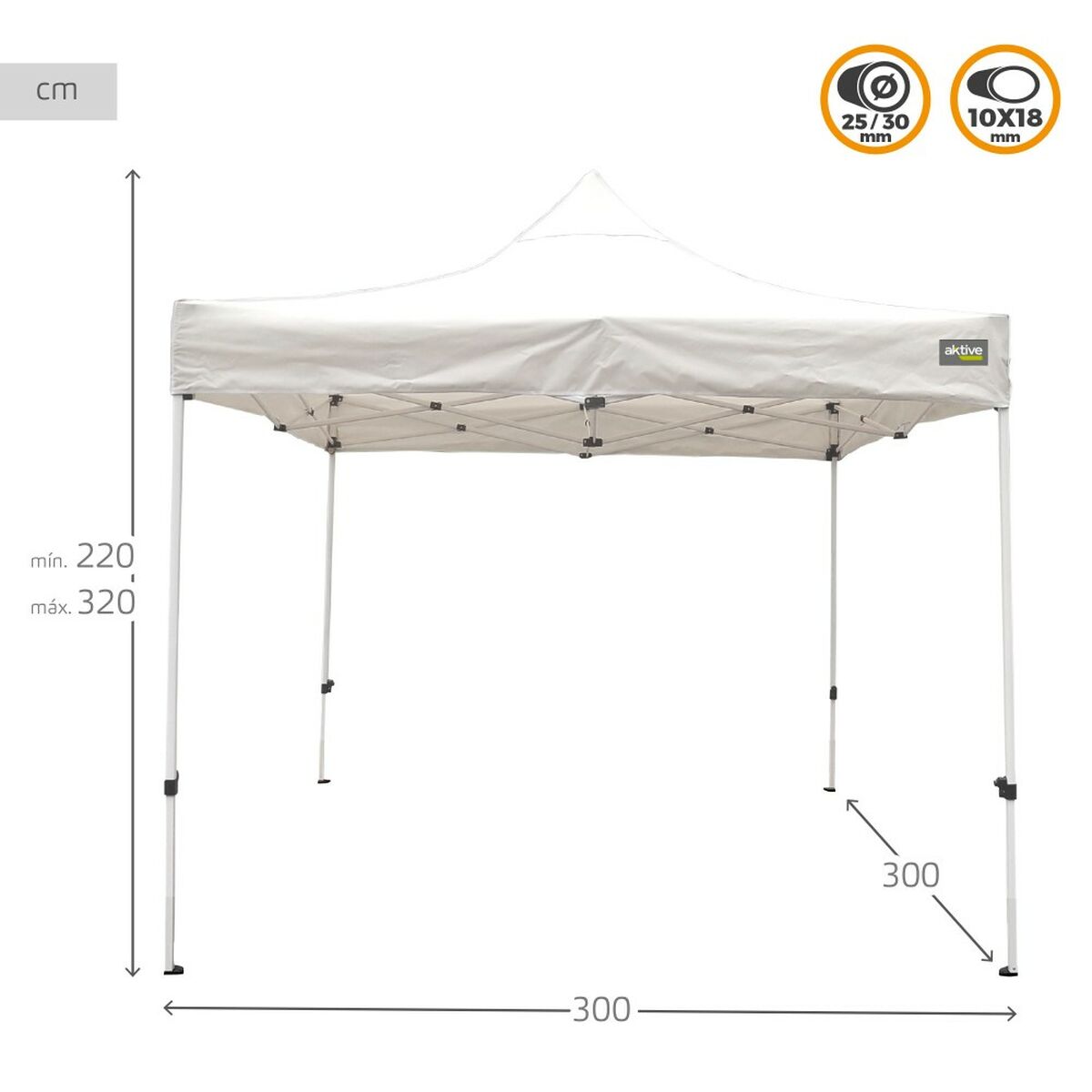 Gazebo Aktive Hopfällbar Justerbar höjd Stål Polyester 420D Oxford Vit 300 x 320 x 300 cm - 4