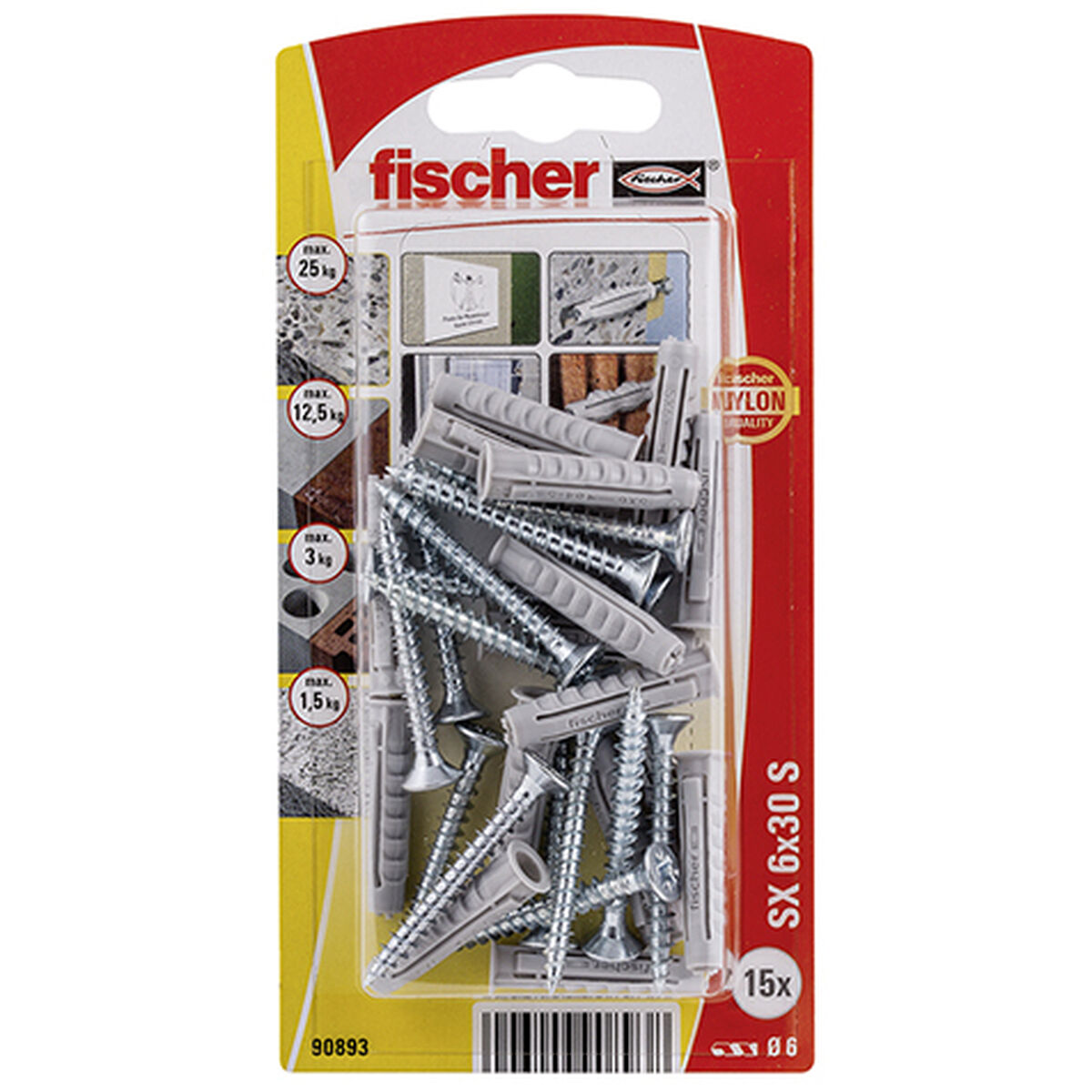 Pluggar och skruv Fischer (15 antal) - 6