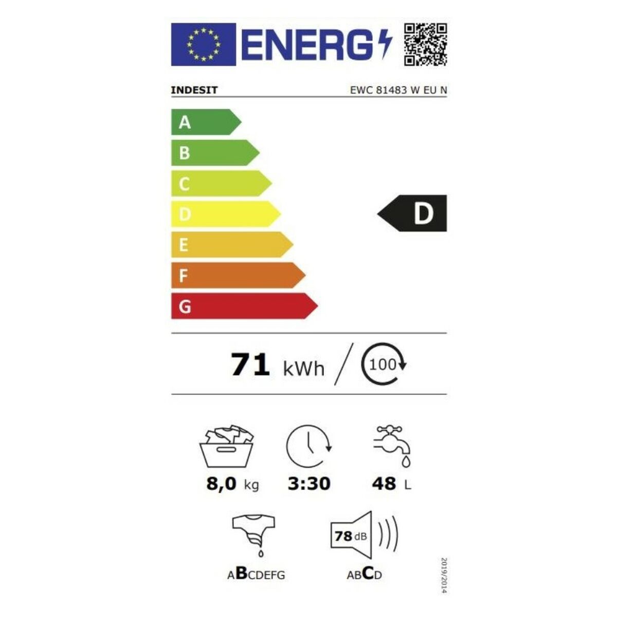 Tvättmaskin Indesit EWC81483WEUN 1400 rpm Vit 60 cm - 2