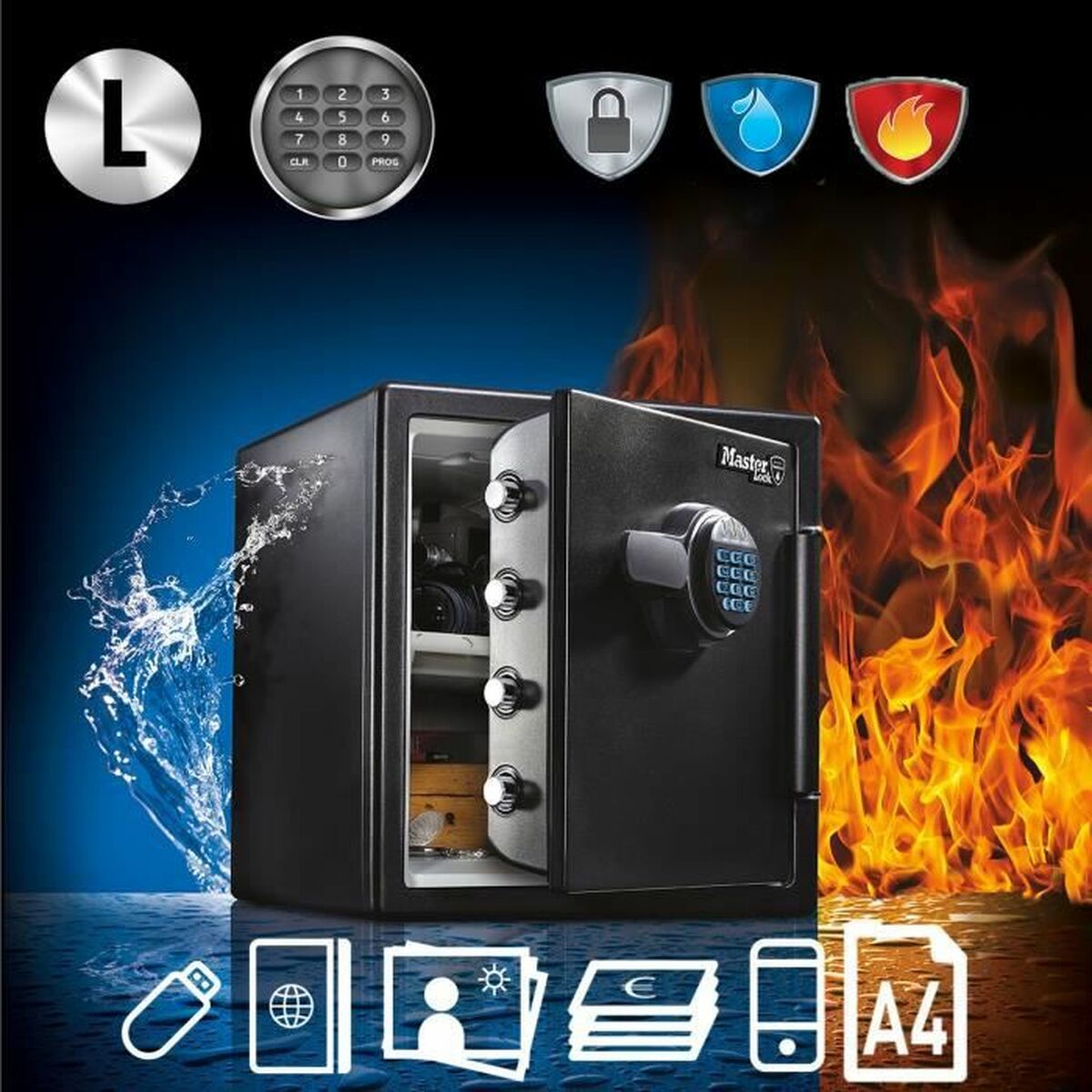 Kassaskåp med elektroniskt lås Master Lock CHW30300EURHRO 10 L - 2
