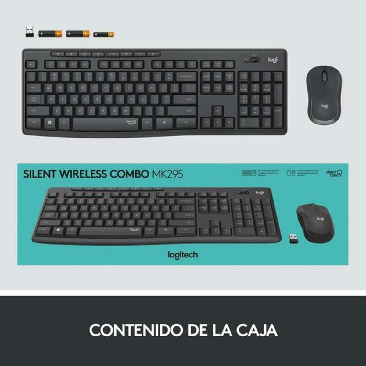 Tangentbord och Mus Logitech MK295 Vit Qwerty Spanska - 3