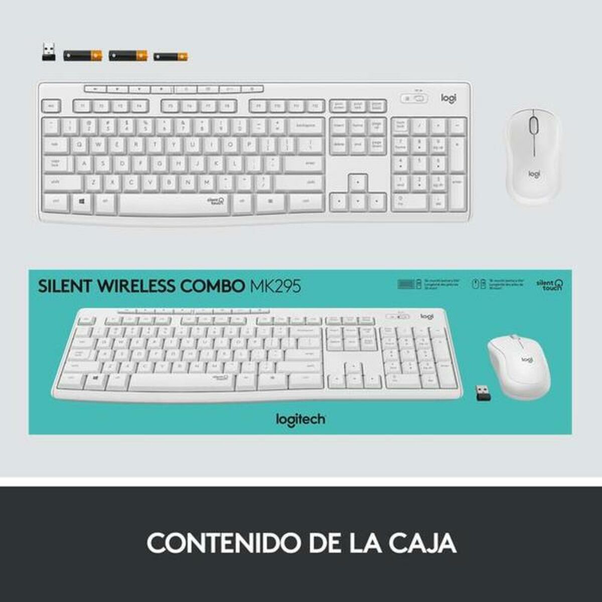 Tangentbord och Mus Logitech MK295 Vit Qwerty Spanska - 2