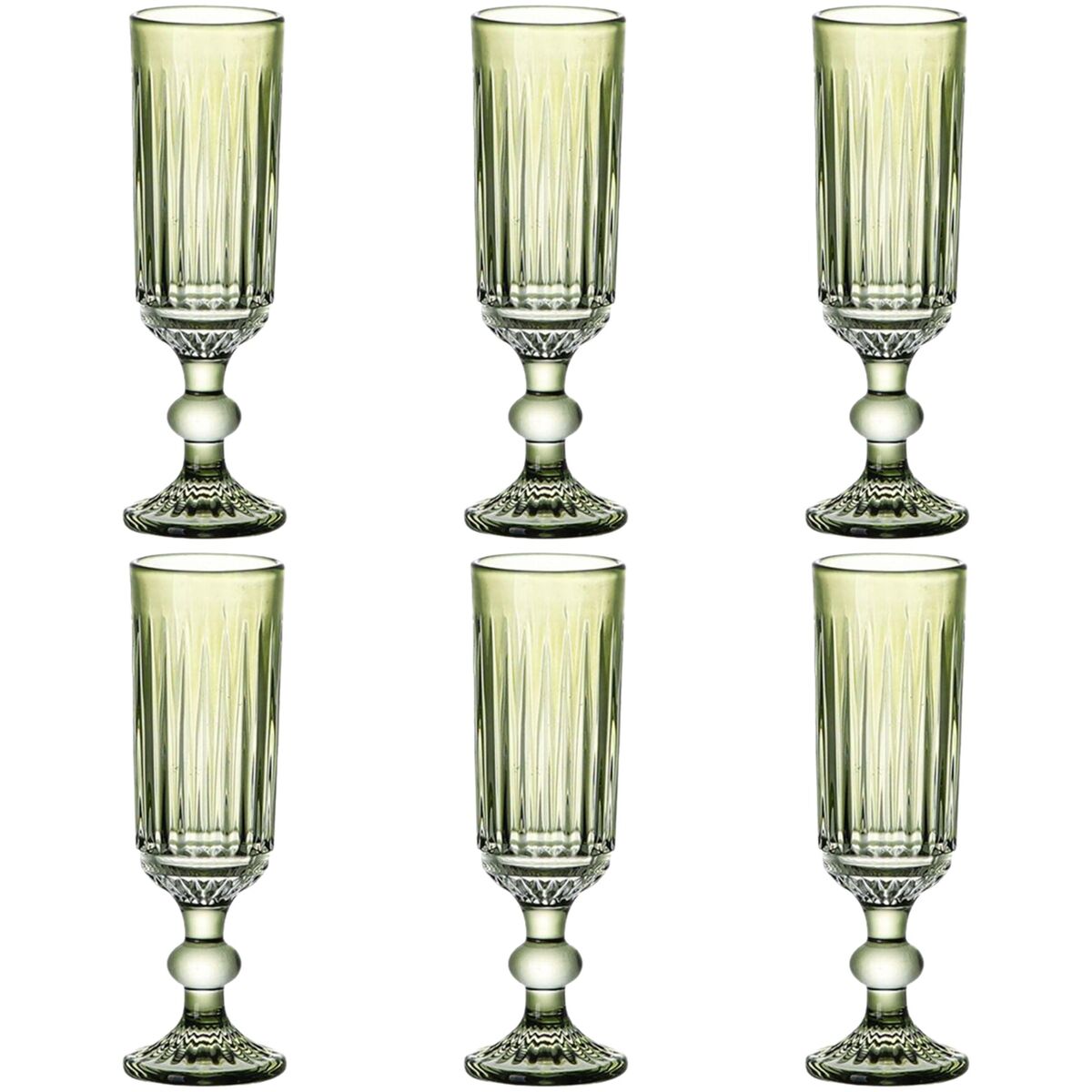 Glasset Home ESPRIT Grön Glas 6 x 6 x 18,4 cm (6 antal) - 2
