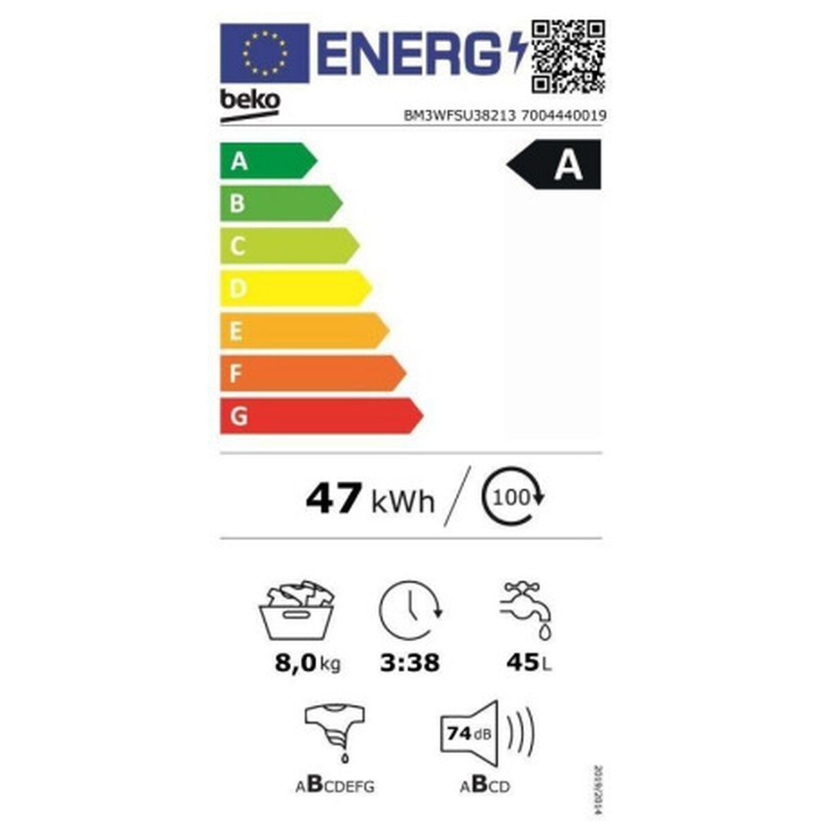 Tvättmaskin BEKO BM3WFSU38213 60 cm 1200 rpm 8 kg - 3