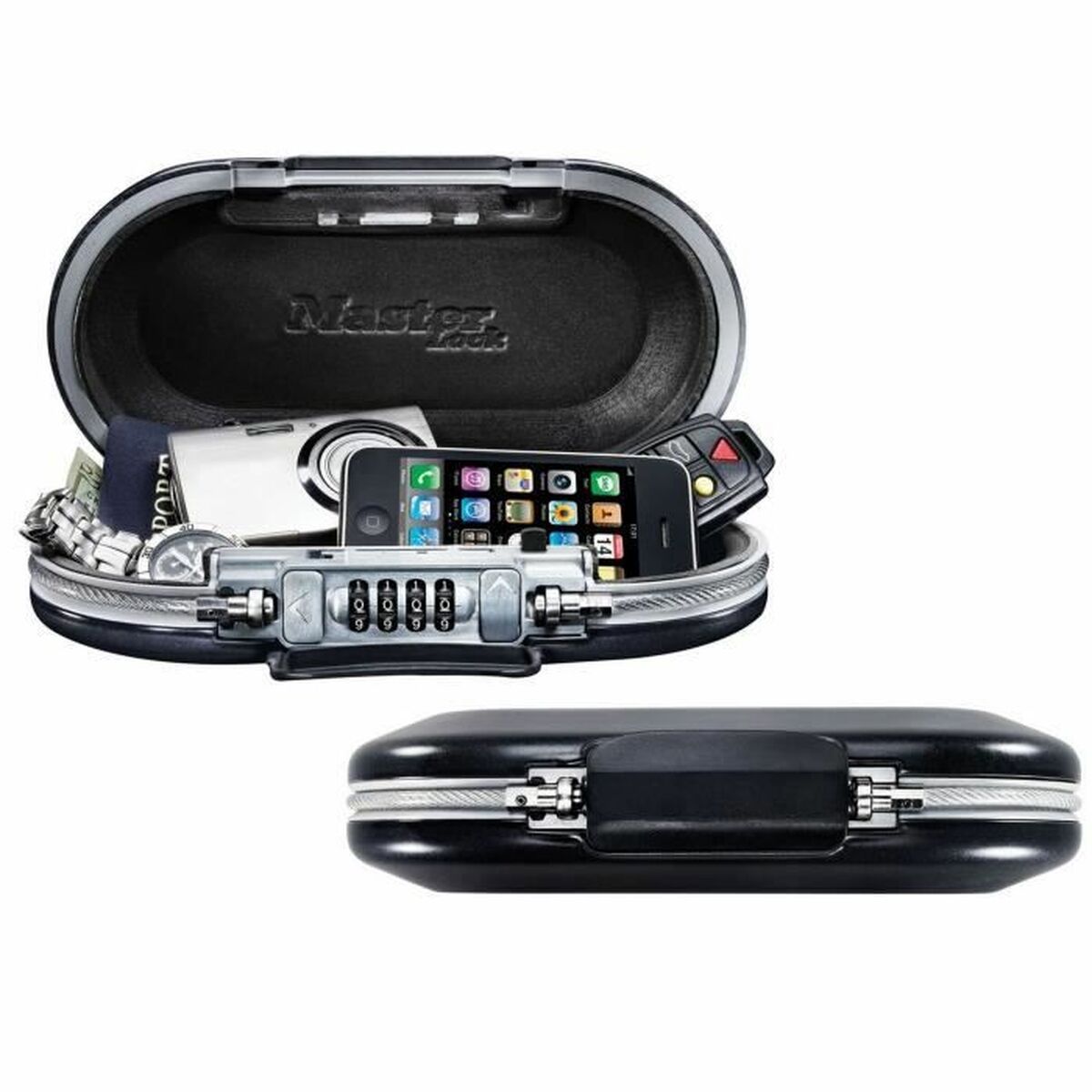 Bärbart kassaskåp med säkerhetskabel Master Lock 5900EURD Svart ABS 6 x 12,9 x 24 cm - 6