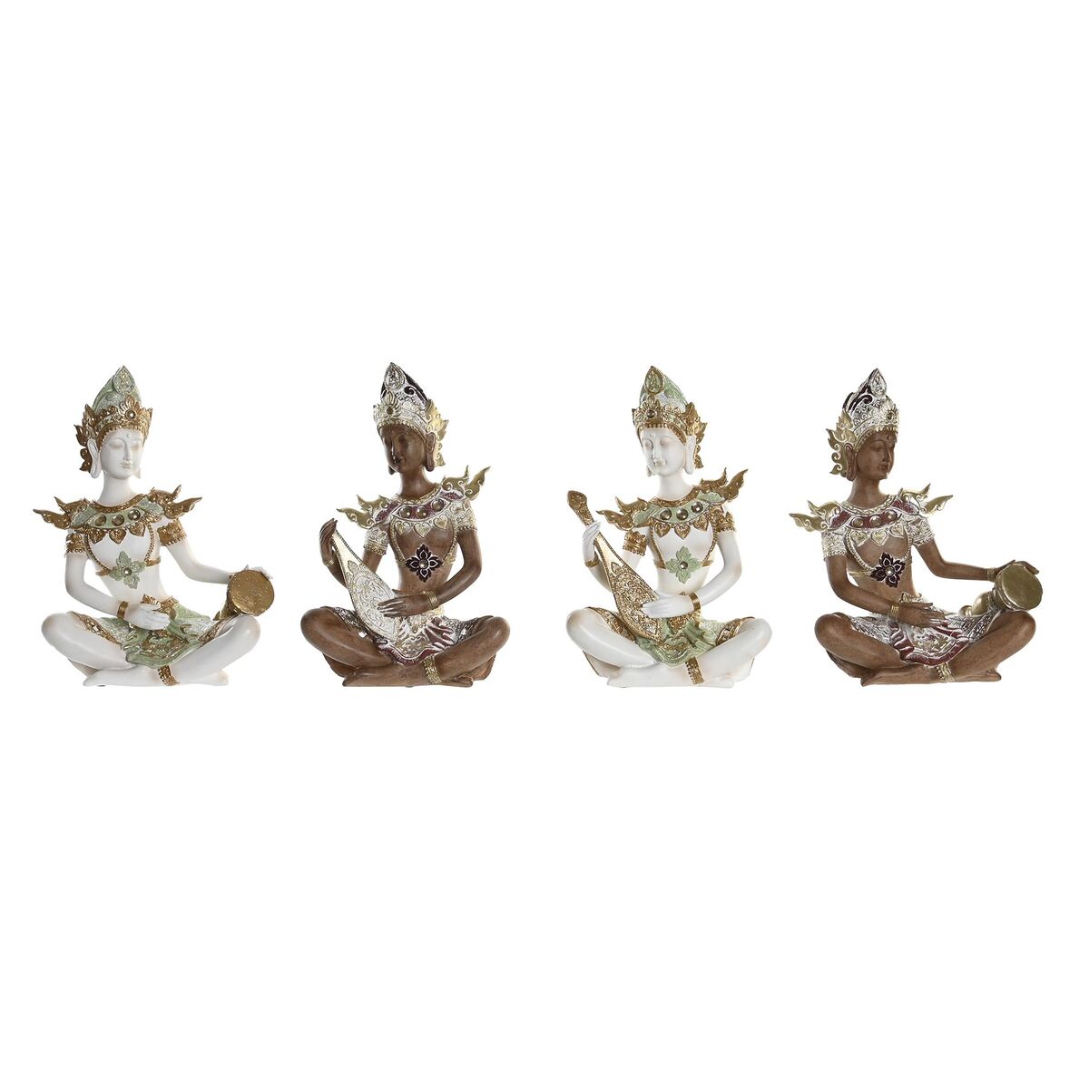 Prydnadsfigur DKD Home Decor Vit Brun Buddha Orientalisk 18 x 12 x 27,5 cm (4 Delar) - 3