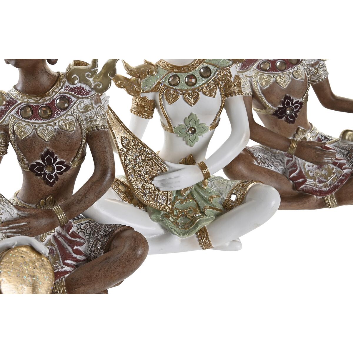 Prydnadsfigur DKD Home Decor Vit Brun Buddha Orientalisk 18 x 12 x 27,5 cm (4 Delar) - 4
