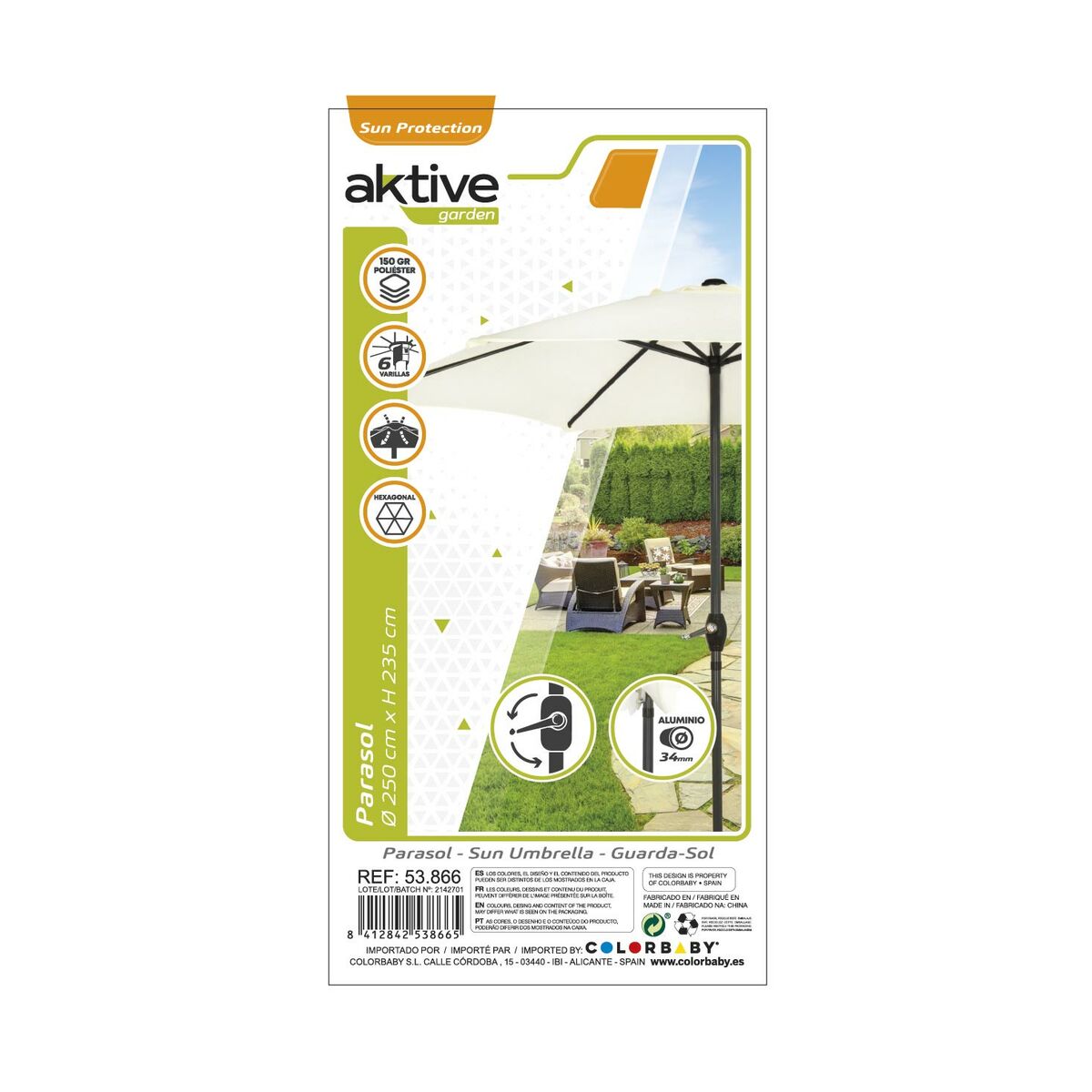Paraply Aktive Kräm Ø 250 cm 250 x 235 x 250 cm - 5