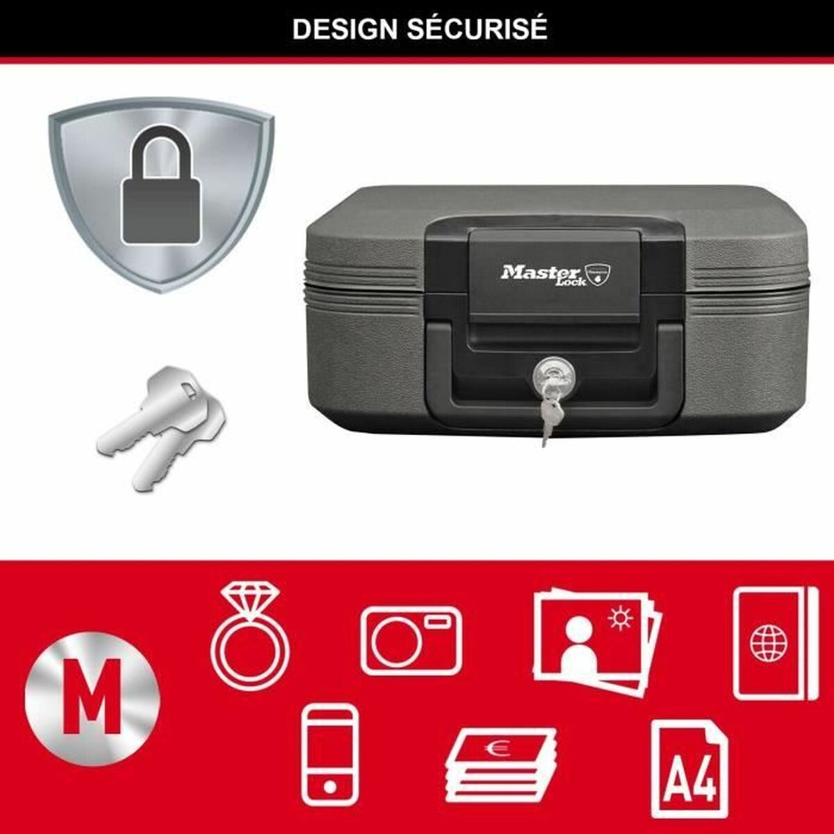 Kassaskåp Master Lock Svart 7,8 L - 4