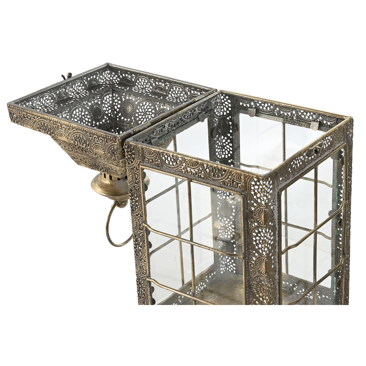 Lyktsats Home ESPRIT Gyllene Metall Glas Arab 26 x 26 x 53 cm (2 Delar) - 3