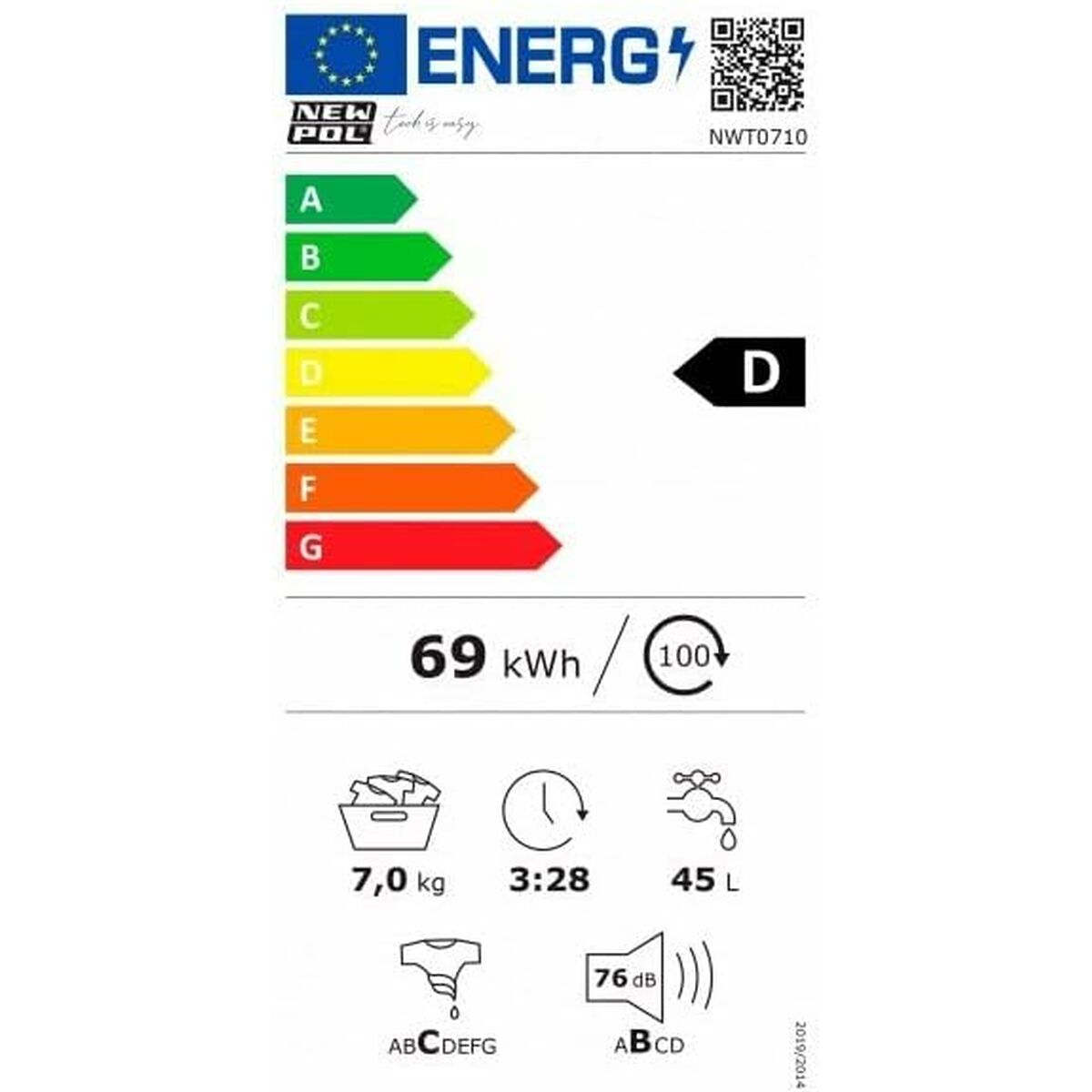 Tvättmaskin NEWPOL NWT0710 59,7 cm 1000 rpm 7 kg - 2