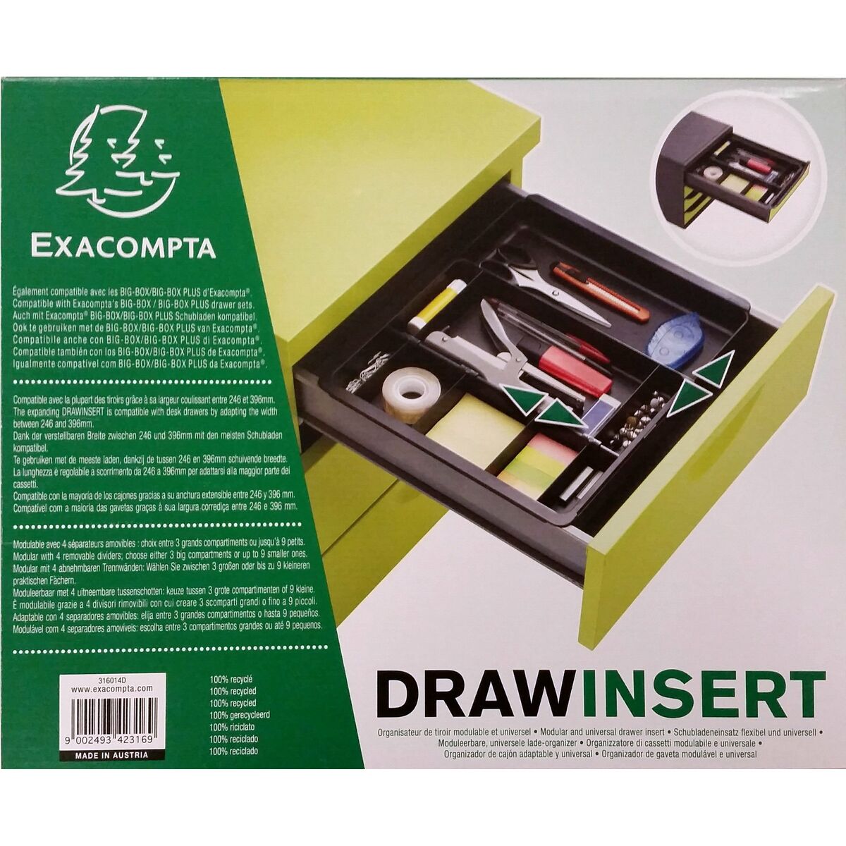 Lådorganiserare Exacompta Drawinsert Svart (29,8 x 24,6 x 36 cm) - 2