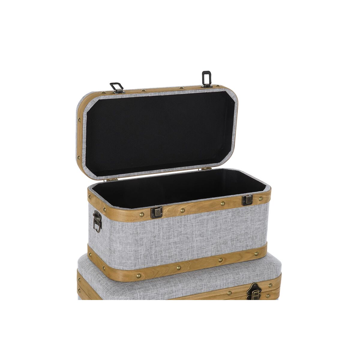 Koffertset DKD Home Decor 60 x 36 x 34 cm Naturell Grå Trä - 2