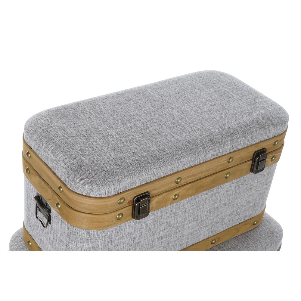 Koffertset DKD Home Decor 60 x 36 x 34 cm Naturell Grå Trä - 4