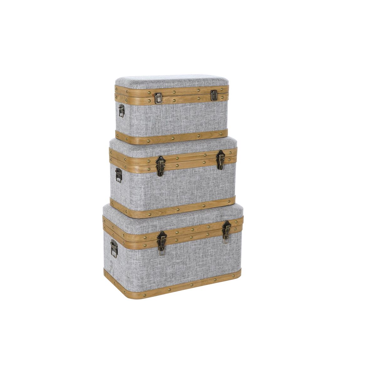 Koffertset DKD Home Decor 60 x 36 x 34 cm Naturell Grå Trä - 5