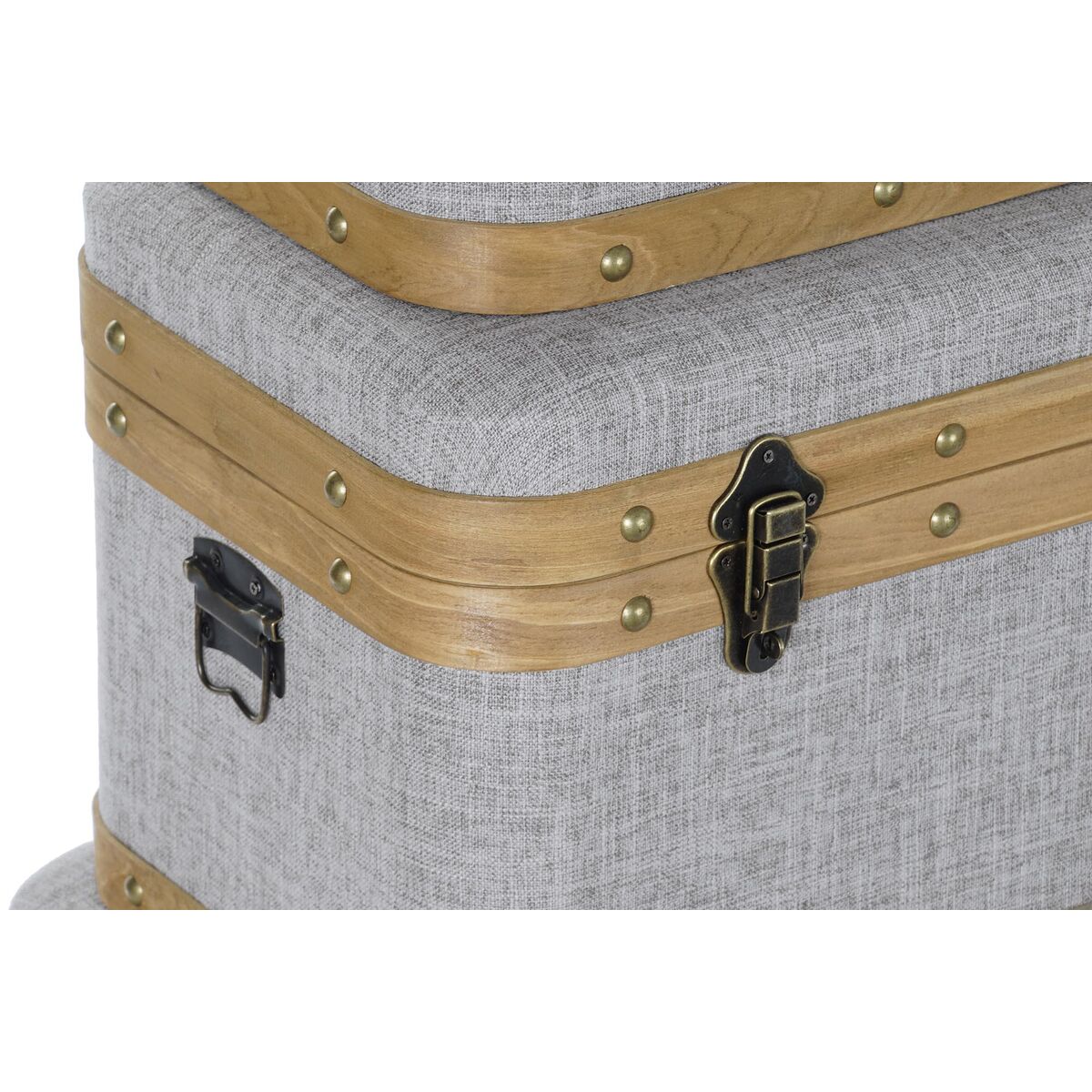 Koffertset DKD Home Decor 60 x 36 x 34 cm Naturell Grå Trä - 3