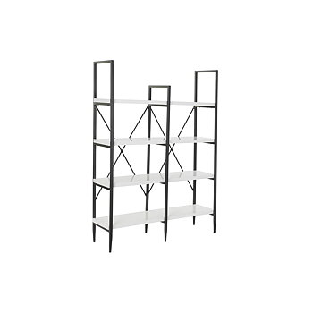 Bokhylla DKD Home Decor Svart Metall Vit 4 Hyllor Trä MDF (110 x 30 x 150 cm)