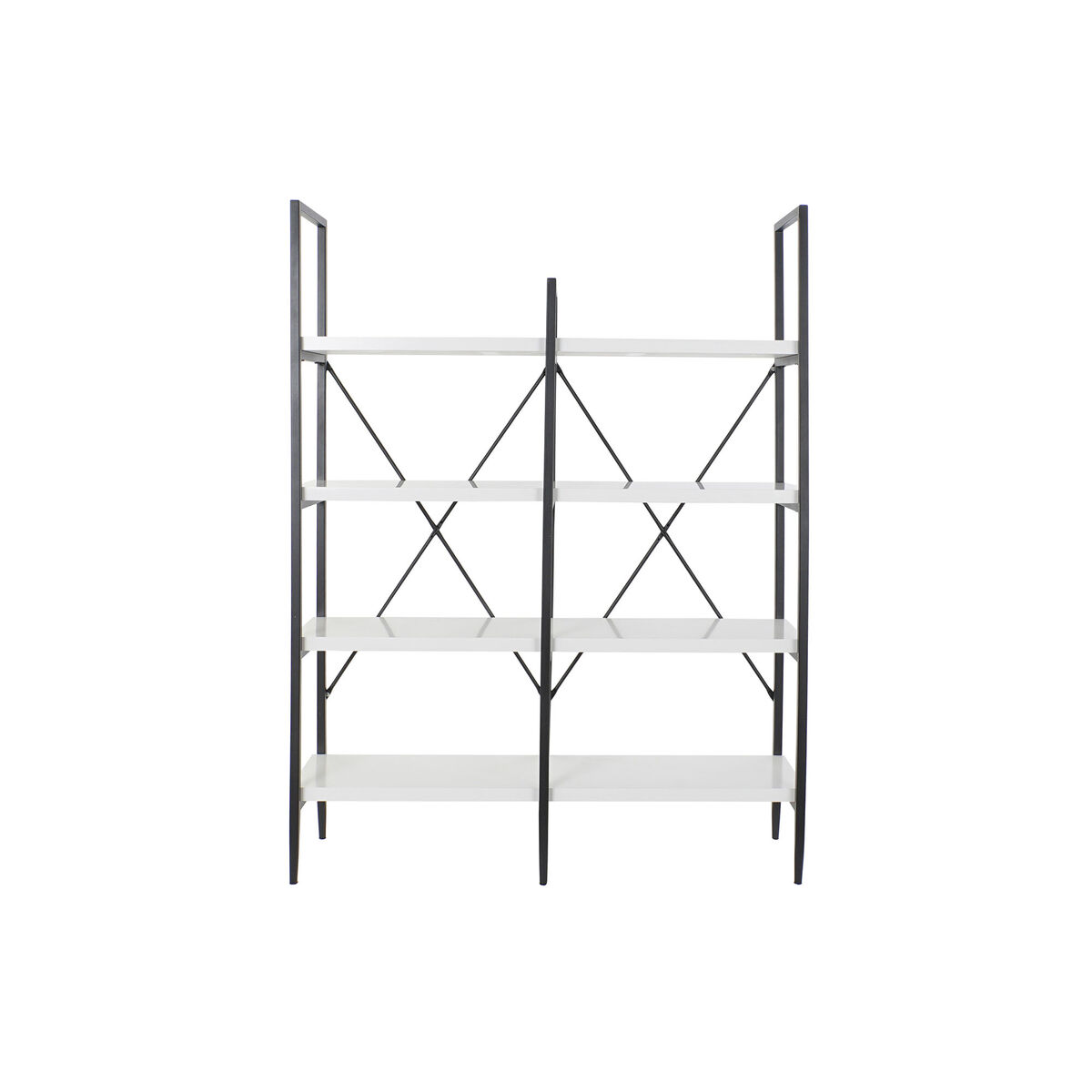Bokhylla DKD Home Decor Svart Metall Vit 4 Hyllor Trä MDF (110 x 30 x 150 cm) - 11