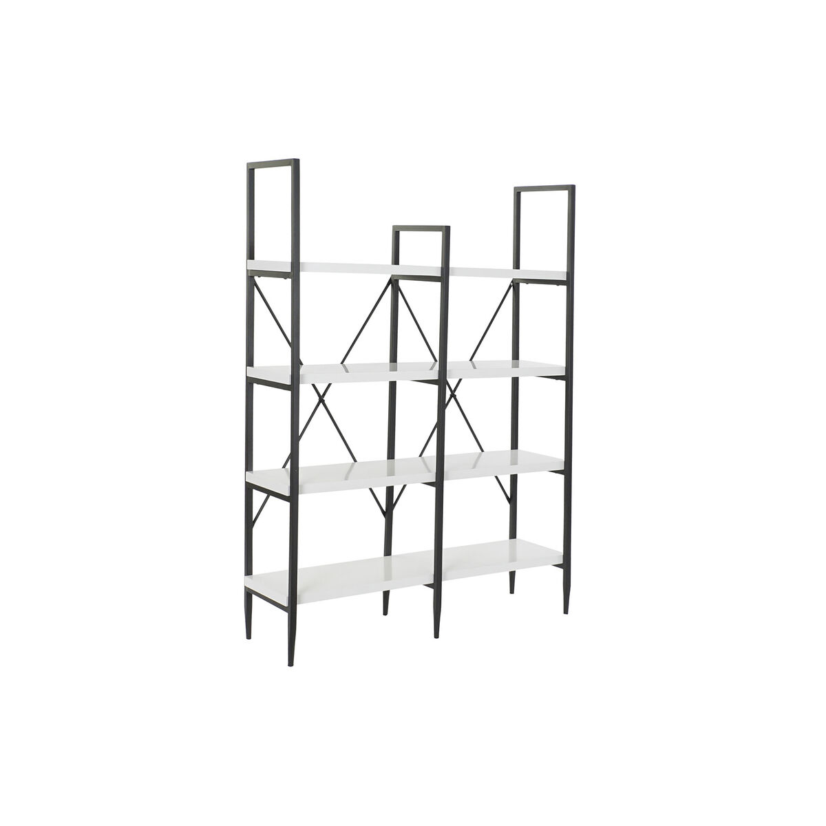 Bokhylla DKD Home Decor Svart Metall Vit 4 Hyllor Trä MDF (110 x 30 x 150 cm) - 9