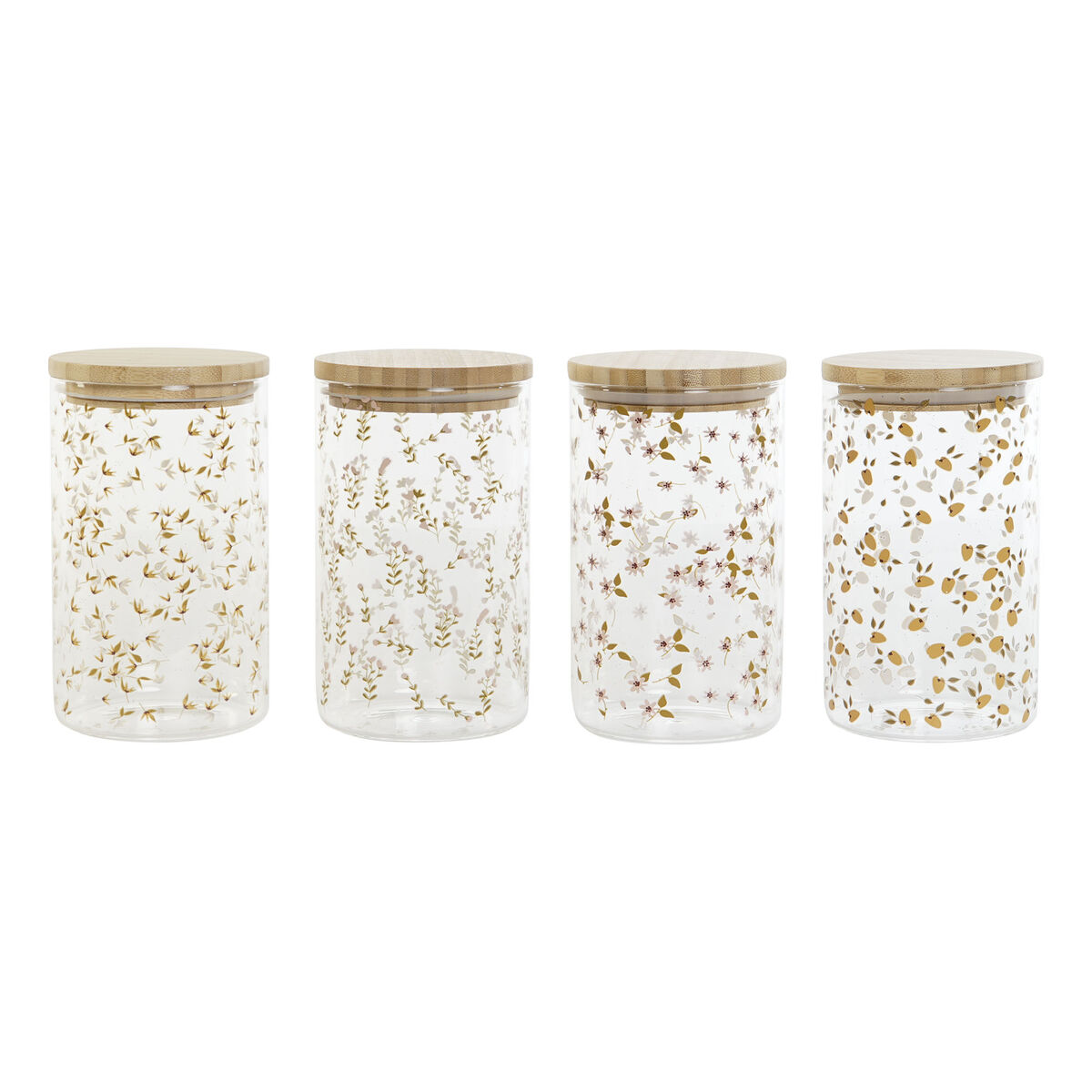 Burk DKD Home Decor Bambu Borosilikatglas Shabby Chic 1 L 10 x 10 x 17 cm (4 antal)