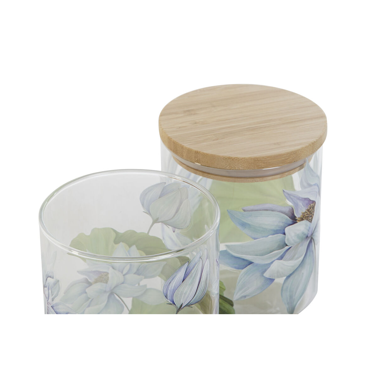 Burk DKD Home Decor Blå Vit Grön Naturell Silikon Bambu Borosilikatglas 700 ml 10 x 10 x 13 cm (2 antal) - 3