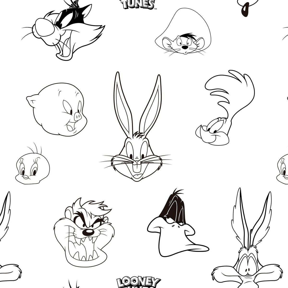 Quiltat täcke för spjälsäng Looney Tunes Looney B&W 100 x 120 cm - 2