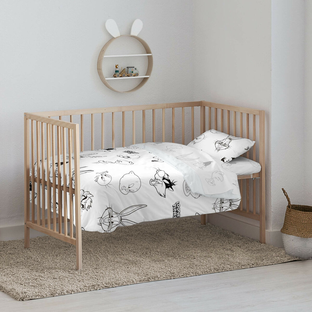 Quiltat täcke för spjälsäng Looney Tunes Looney B&W 100 x 120 cm - 3